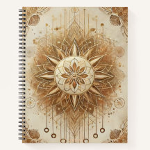 "Golden Sunburst inspirational Spiral Notebook - H