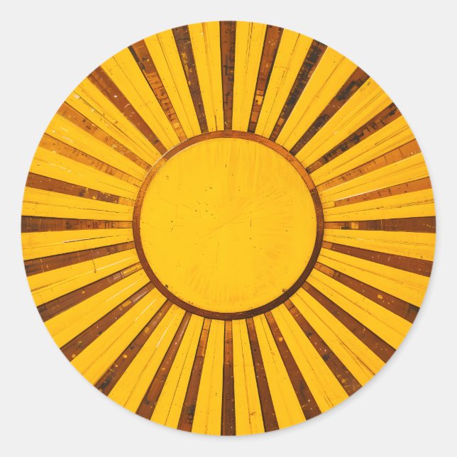 Golden Sunburst Runt Klistermärke (Framsida)