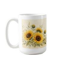 Golden Sunflower Garden Watercolor