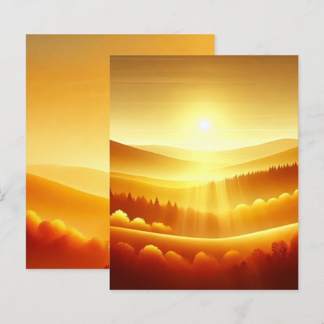 Golden Sunrise Autumnal Ombre Scrapbook Papper (Fram/baksida)
