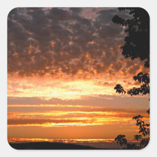 Golden Sunrise Fyrkantigt Klistermärke