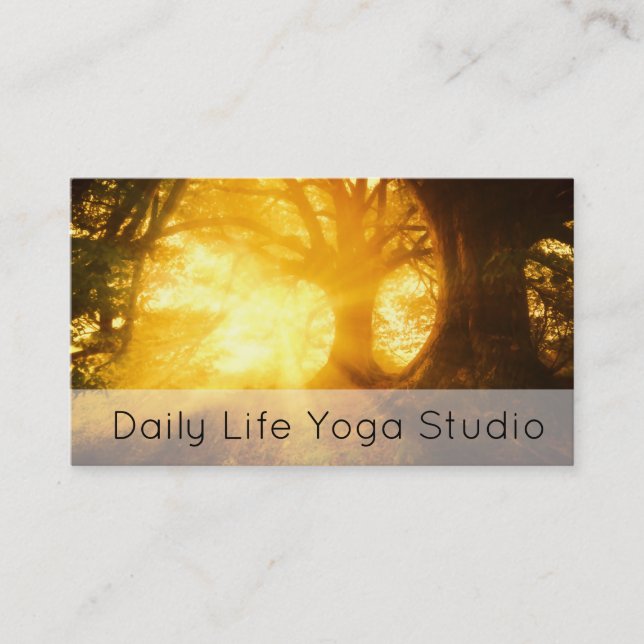 Golden Sunrise-morgon genom skogen Visitkort (Framsida)