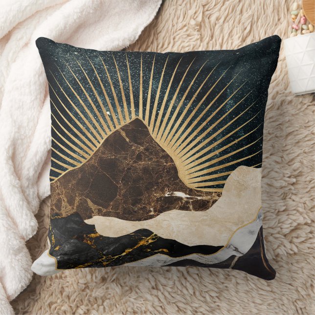 Golden Sunrise over Marble Mountains & Starry Himm Kudde (Filt)