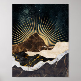 Golden Sunrise over Marble Mountains & Starry Himm Poster