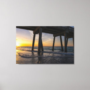 Golden Sunrise under Pensacola Pier Canvas