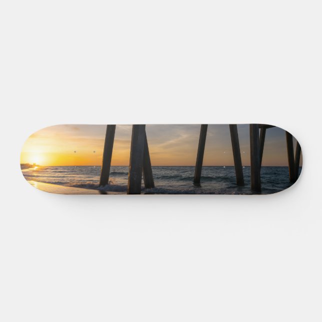 Golden Sunrise under Pensacola Pier Skateboard (Horz)