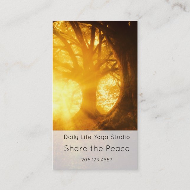 Golden Sunrise Yoga Meditation Rekommendation Visitkort (Framsida)