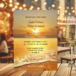Golden Sunset Beach Wedding bjudande Inbjudningar