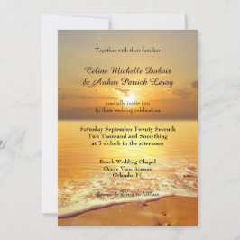Golden Sunset Beach Wedding bjudande Inbjudningar