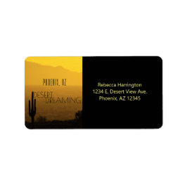 Golden Sunset Cacti Phoenx Arizona Desert Dreaming Adressetikett