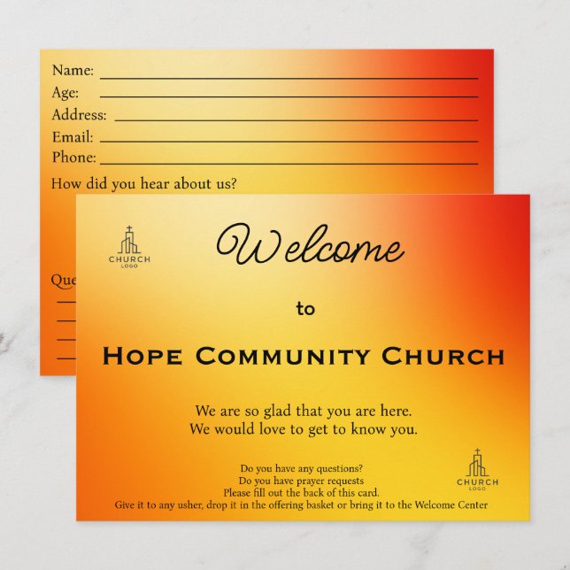 Golden Sunset Church Connection Card Kort (Fram/baksida)
