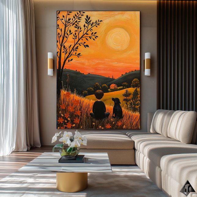 Golden Sunset Companies - Naïf Rural Serenity Art Poster (Skapare uppladdad)
