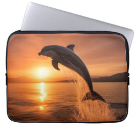 Golden Sunset Dolphin Laptop Fodral