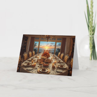 🌅 Golden Sunset Gathering – Thanksgiving Card Kort