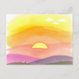 Golden Sunset Horizon Scenic Postcard Vykort