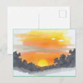 Golden Sunset Horizon Scenic Postcard Vykort