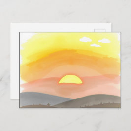 Golden Sunset Horizon Scenic Postcard Vykort