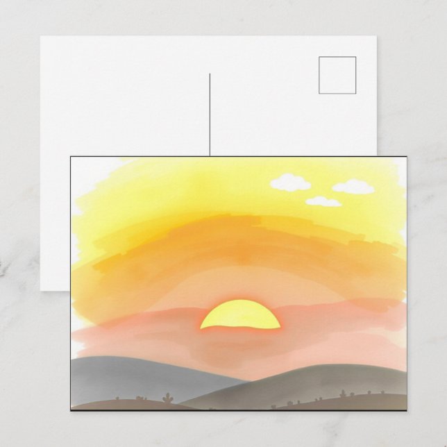 Golden Sunset Horizon Scenic Postcard Vykort (Fram/baksida)