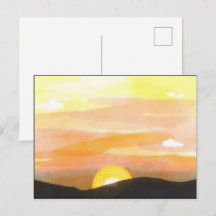 Golden Sunset Horizon Scenic Postcard