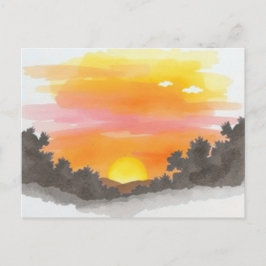 Golden Sunset Horizon Scenic Postcard Vykort