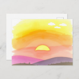 Golden Sunset Horizon Scenic Postcard Vykort