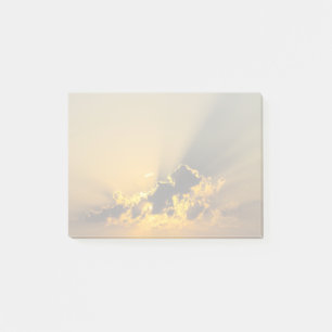 Golden Sunset Illuminating a Cloud Post-it Block