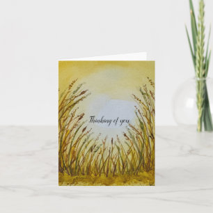 Golden sunset in meadow water color - vikt blank kort