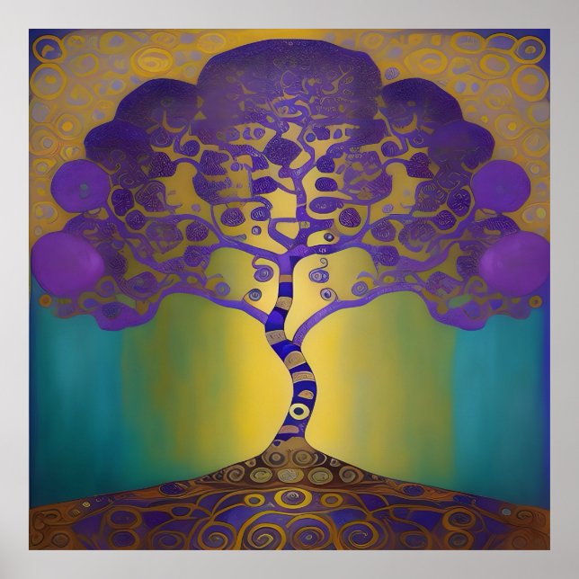 Golden sunset Klimt stil Poster (Framsidan)