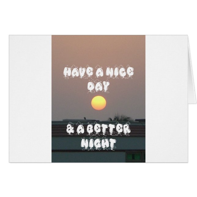 Golden Sunset med en Nicedag/Nattdag Önskemål Hälsningskort (Framsidan Horizontal)