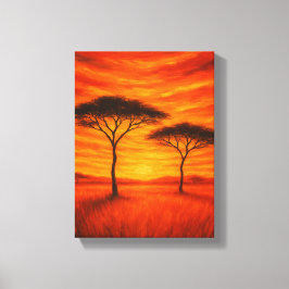 Golden Sunset over African Träd Canvastryck