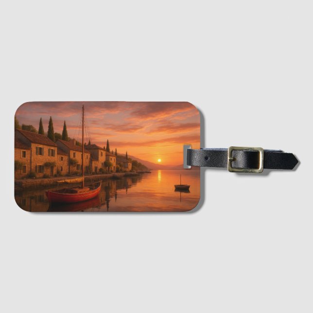 Golden Sunset over Coastal Village Bagagebricka (Framsida horisontal)