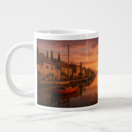 Golden Sunset over Coastal Village Jumbo Mugg