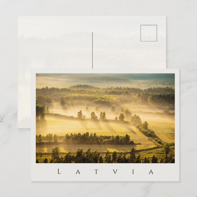 Golden Sunset Over Vidzeme, Latvia Vykort (Fram/baksida)