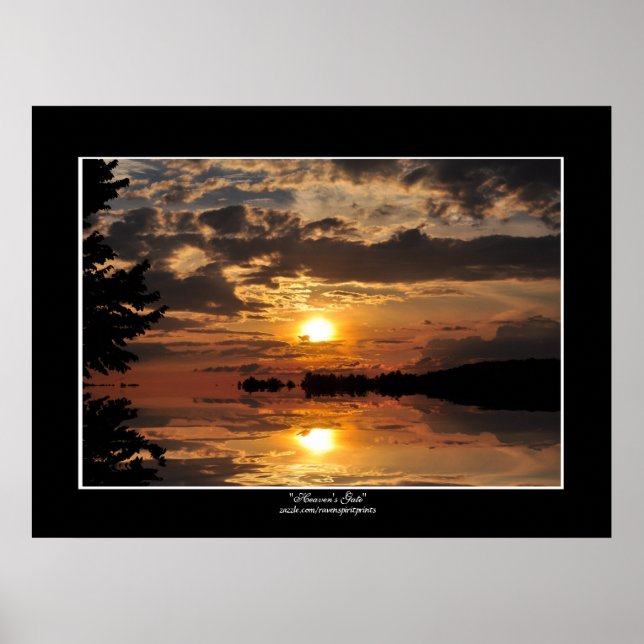Golden Sunset på Sjö-naturfotoskrivare Poster (Framsidan)