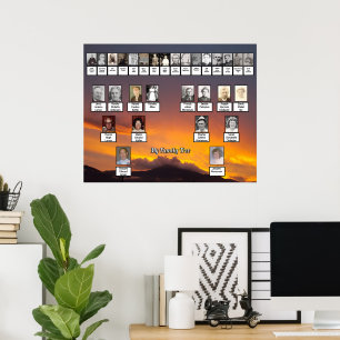 Golden Sunset Personlig Family Träd Poster