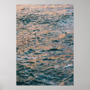 Golden Sunset Reflection on Ocean Vinkarare - Tran Poster