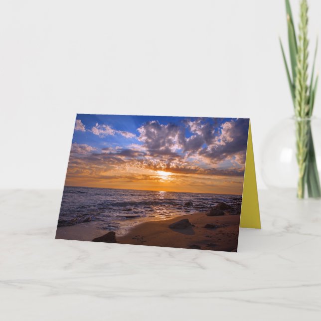 Golden Sunset Sandy Island Beach Kort (Framsida)