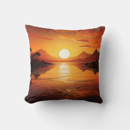 Golden Sunset Scenia Cushion - Dubbla Sided Design Kudde
