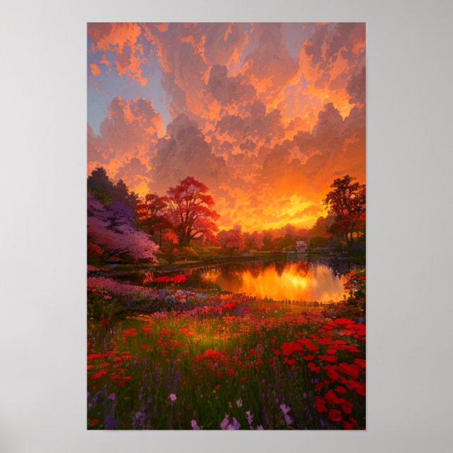 Golden Sunset Sjö Poster (Framsidan)