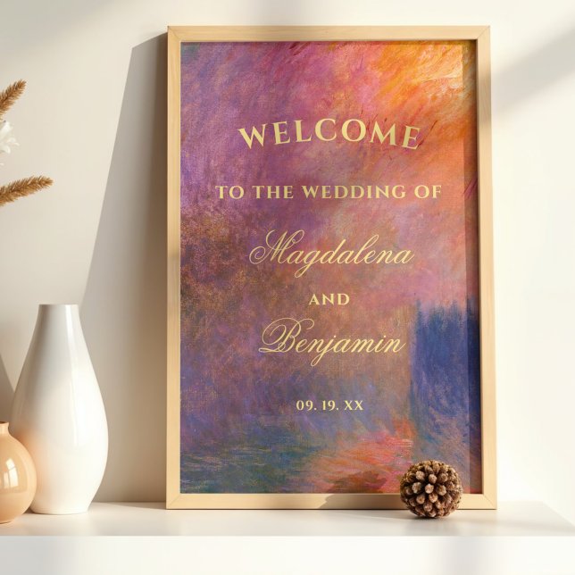 Golden Sunset Sky Monet Painting Wedding Welcome Poster (Skapare uppladdad)