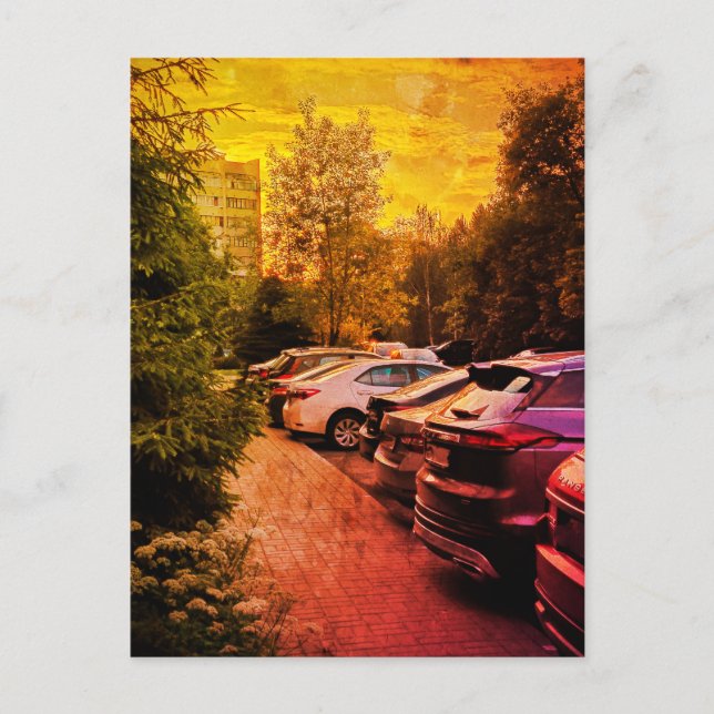 Golden Sunset Urban Glow Postcard - Anpassade Vykort (Framsida)