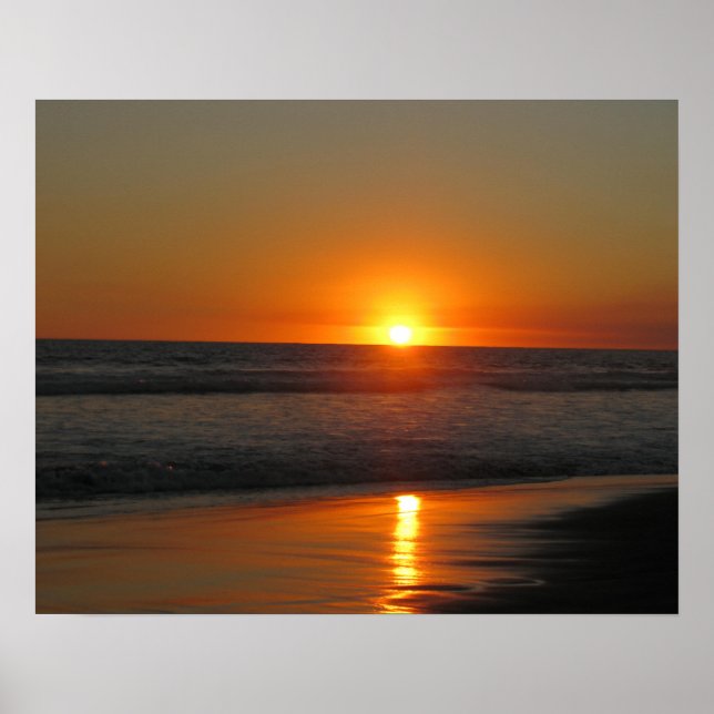 Golden Sunset vid El Zonte Beach Poster (Framsidan)
