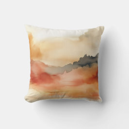 Golden Sunset Watercolor Pillow Kudde