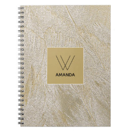 Golden Svan Feathers Monogram bärbar dator Anteckningsbok
