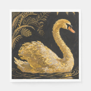 Golden Svan på en Midnight Pond Pappersservett