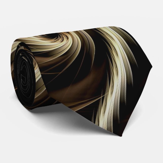 Golden Swirl över svart Slips (Rullad)
