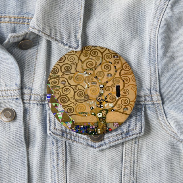 Golden Swirling Livets träd Art Deco Symbolic Knapp (In Situ)