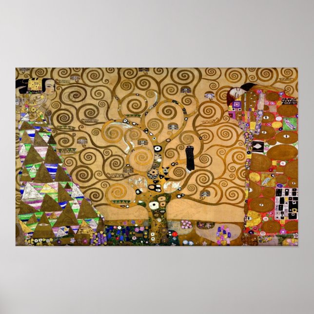 Golden Swirling Livets träd Art Deco Symbolic Poster (Framsidan)