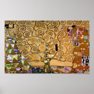 Golden Swirling Livets träd Art Deco Symbolic Poster