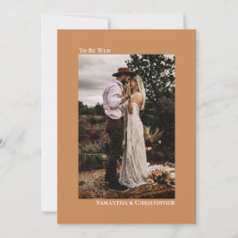 Golden Tan Camel Minimalist Lodrät Photo Bröllop Inbjudningar